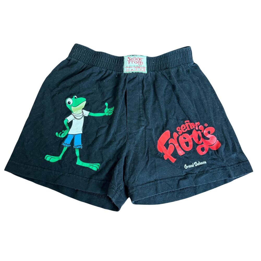 Senor Frogs Grand Bahama Black Cotton Blend Boxer Shorts SMALL‎